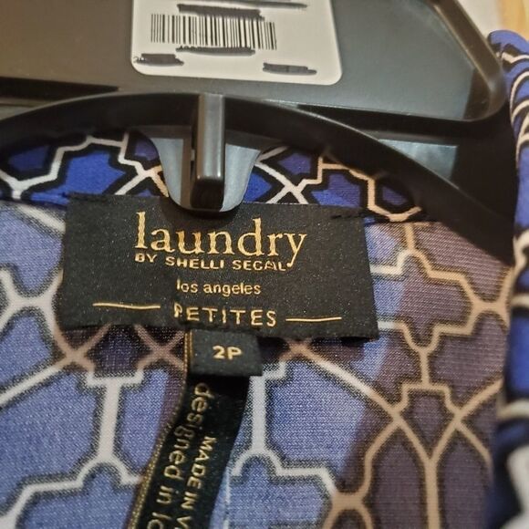 Laundry by Shelli Segal Blue Waist Tie Dress Sz 2P - Picture 6 of 8